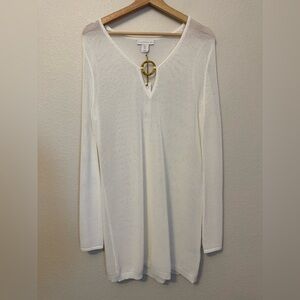 House of Harlow 1960 Boho Crochet Knit Swim Cover-Up White Resort Wear Small NWT